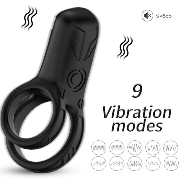 Armony Double — Vibrating Cock Ring, Black — Cock Rings