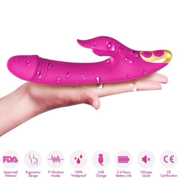Armony Love — Rabbit Vibrator, Rechargeable, Fuchsia — Clitoral Stimulators — view 3