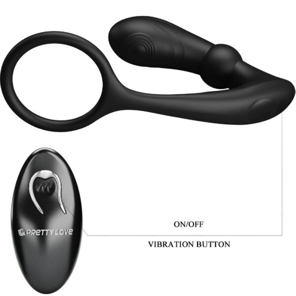 Pretty Love Warren — Cock Ring, Vibrating Butt Plug, Black — Cock Rings — view 6