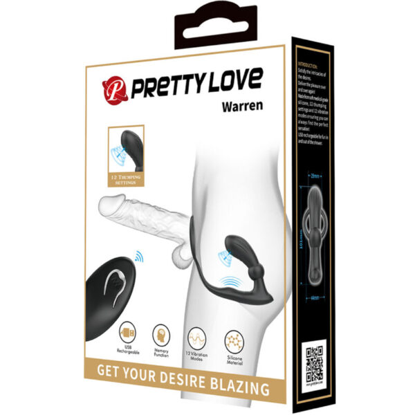 Pretty Love Warren — Cock Ring, Vibrating Butt Plug, Black — Cock Rings — view 7