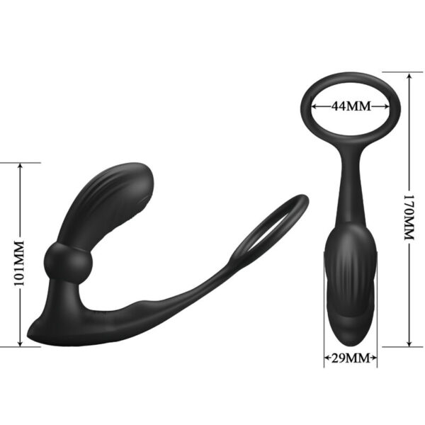 Pretty Love Warren — Cock Ring, Vibrating Butt Plug, Black — Cock Rings — view 4