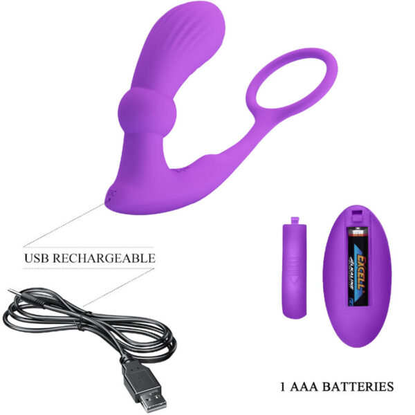 Pretty Love Warren — Cock Ring, Vibrating Butt Plug, Violet — Cock Rings — view 5