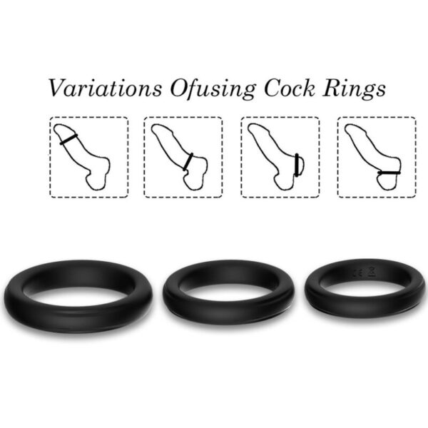 Armony Triple — Cock Ring Set, Silicone, Black — Classic Cock Rings — view 2