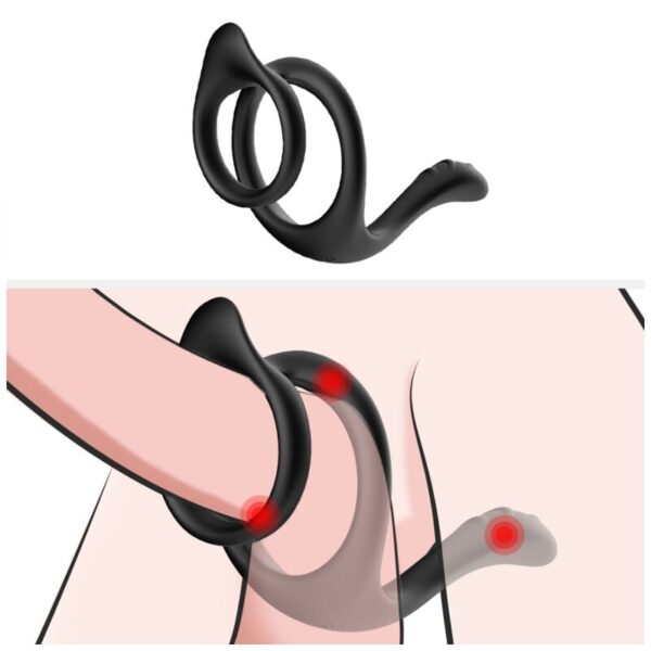 Armony Tail Double Anal — Cock Ring, Silicone, Black — Classic Cock Rings — view 3