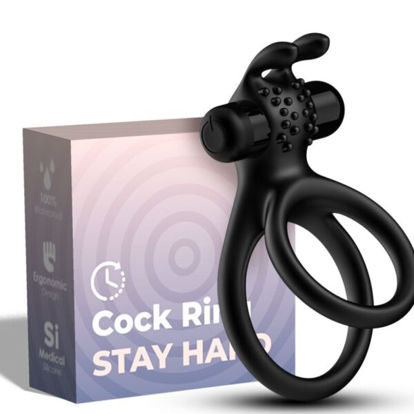Armony Traveler Rabbit — Vibrating Cock Ring, Black — Cock Rings