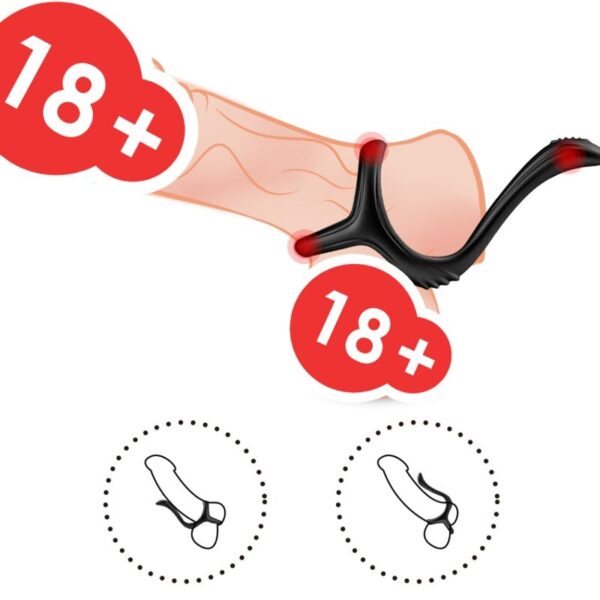 Armony Treasure Double Anal — Cock Ring, Silicone, Black — Classic Cock Rings — view 2