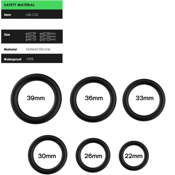 Armony Rings — Cock Ring Set, Silicone, Black — Classic Cock Rings — view 2