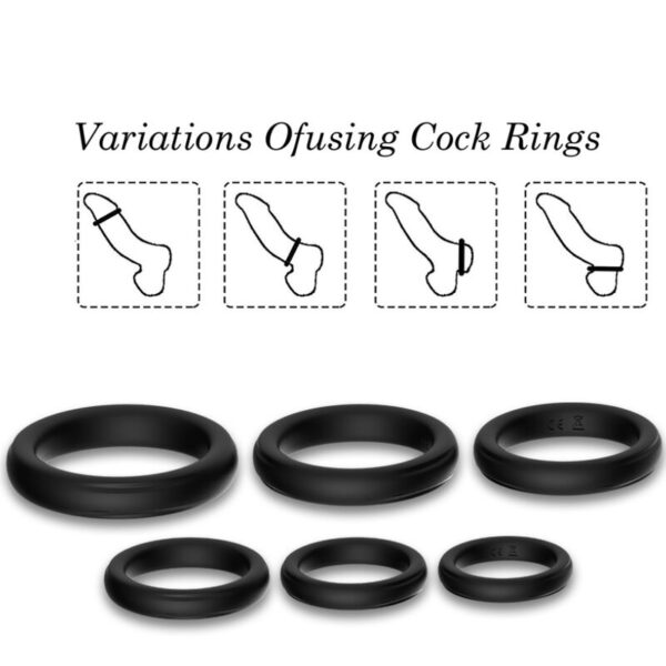 Armony Lock Rings — Cock Ring Set, Silicone, Black — Classic Cock Rings — view 3