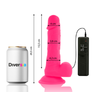 Diversia — Vibrating Dildo, Suction Cup, 20.5 cm, Pink — Realistic Vibrators — view 3