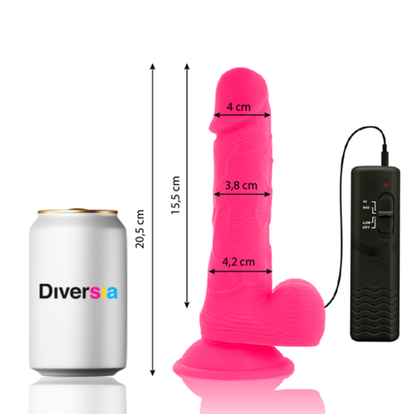 Diversia — Vibrating Dildo, Suction Cup, 20.5 cm, Pink — Realistic Vibrators — view 3