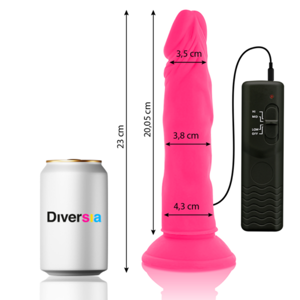Diversia — Vibrating Dildo, Suction Cup, 23 cm, Pink — Realistic Vibrators — view 2