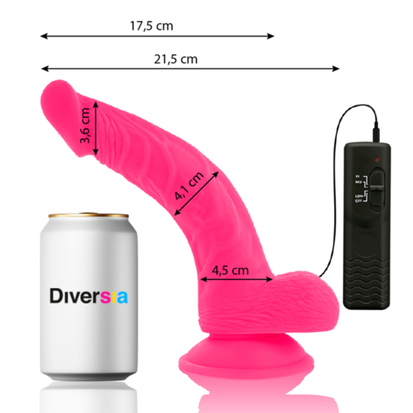 Diversia — Vibrating Dildo, Suction Cup, 21.5 cm, Pink — Realistic Vibrators — view 2