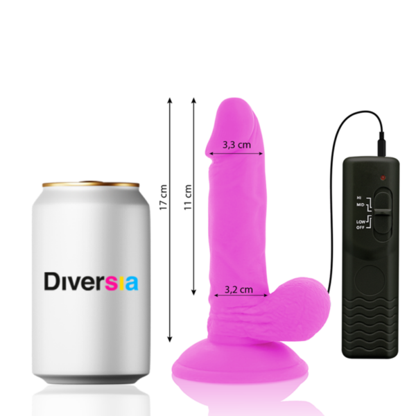 Diversia — Vibrating Dildo, Suction Cup, 17 cm, Purple — Realistic Vibrators — view 2
