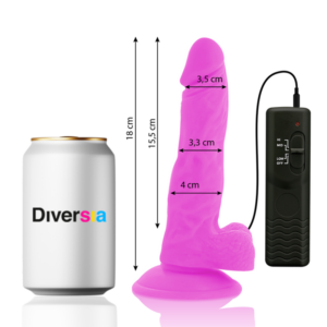 Diversia — Vibrating Dildo, Suction Cup, 18 cm, Purple — Realistic Vibrators — view 3