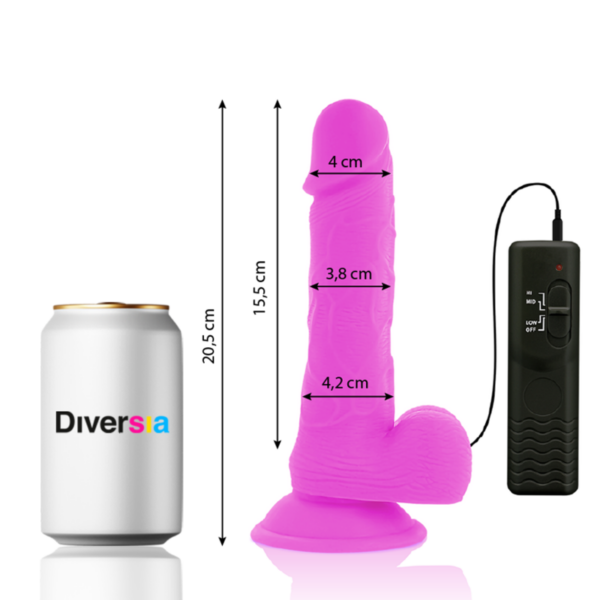Diversia — Vibrating Dildo, Suction Cup, 20.5 cm, Purple — Realistic Vibrators — view 6