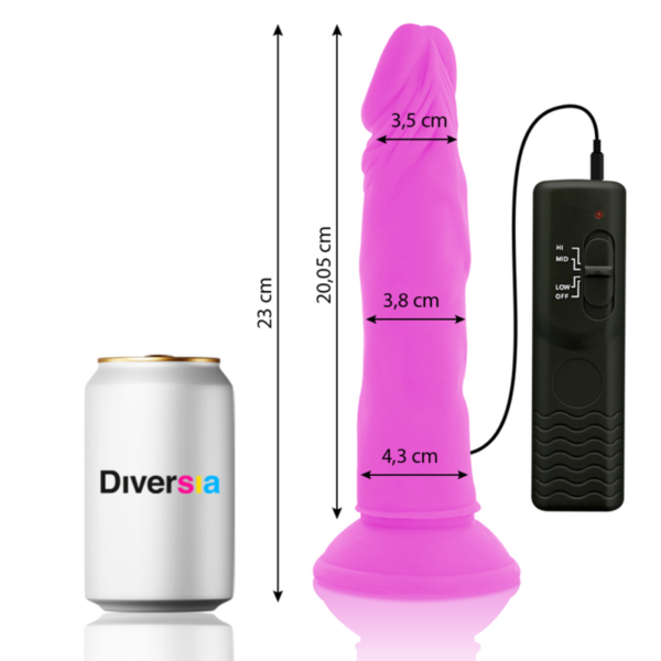 Diversia — Vibrating Dildo, Suction Cup, 23 cm, Purple — Realistic Vibrators — view 4