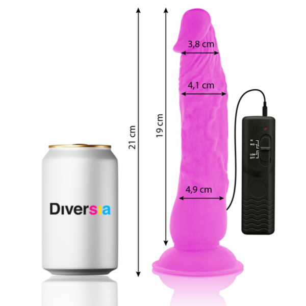 Diversia — Vibrating Dildo, Suction Cup, 21 cm, Purple — Realistic Vibrators — view 3