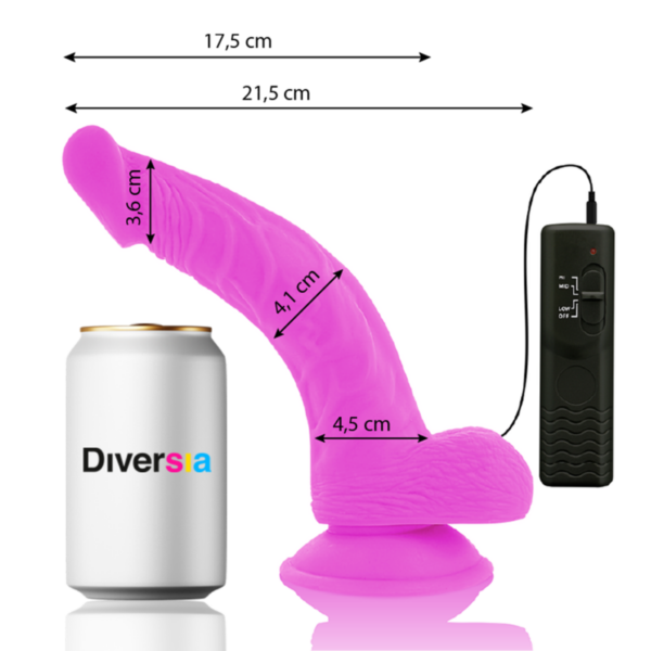 Diversia — Vibrating Dildo, Suction Cup, 21.5 cm, Purple — Realistic Vibrators — view 5