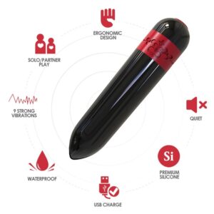 Armony Rocket — Bullet Vibrator, Remote Control, Black and Red — Bullet Vibrators — view 3