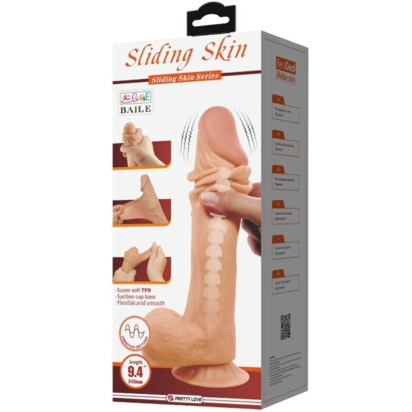 Pretty Love Sliding Skin — Realistic Vibrator, 24 cm, Flesh — Anal Vibrators — view 4