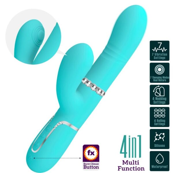 Pretty Love — Thrusting Vibrator, Rechargeable, Aqua Green — G-Spot Vibrators — view 2