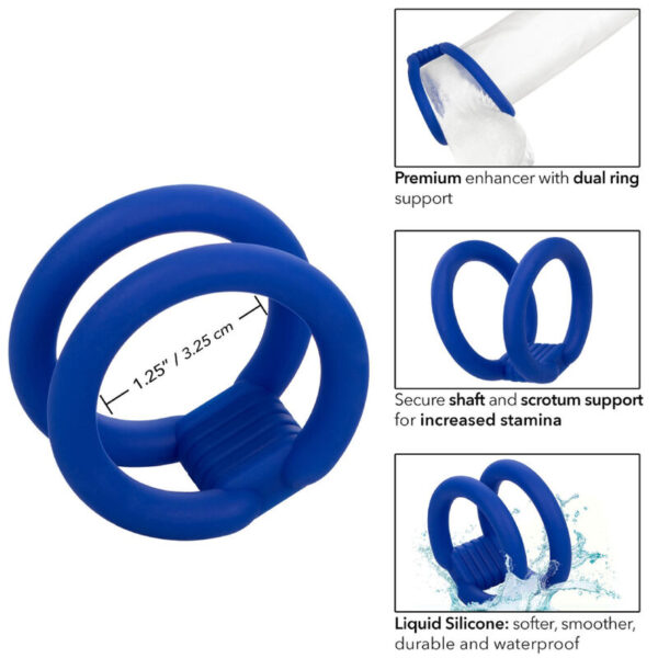 CalExotics Admiral Dual Cage — Cock Ring, Silicone, Blue — Classic Cock Rings — view 4