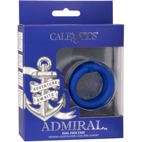 CalExotics Admiral Dual Cage — Cock Ring, Silicone, Blue — Classic Cock Rings — view 6