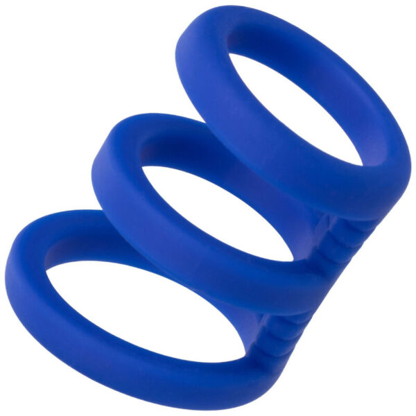 CalExotics Admiral Triple Cage — Cock Ring, Silicone, Blue — Classic Cock Rings — view 4
