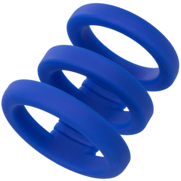 CalExotics Admiral Triple Cage — Cock Ring, Silicone, Blue — Classic Cock Rings