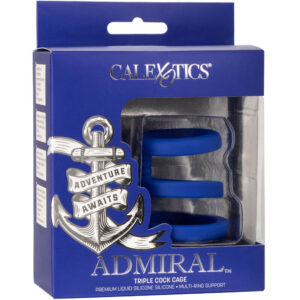 CalExotics Admiral Triple Cage — Cock Ring, Silicone, Blue — Classic Cock Rings — view 2