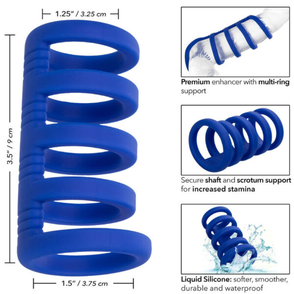 CalExotics Admiral Xtreme Cage — Cock Ring, Silicone, Blue — Classic Cock Rings — view 3