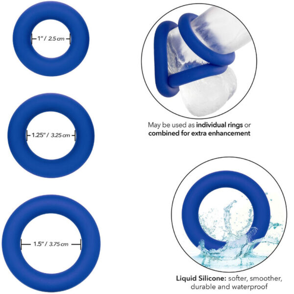 CalExotics Admiral — Cock Ring Set, Silicone, Blue — Classic Cock Rings — view 2