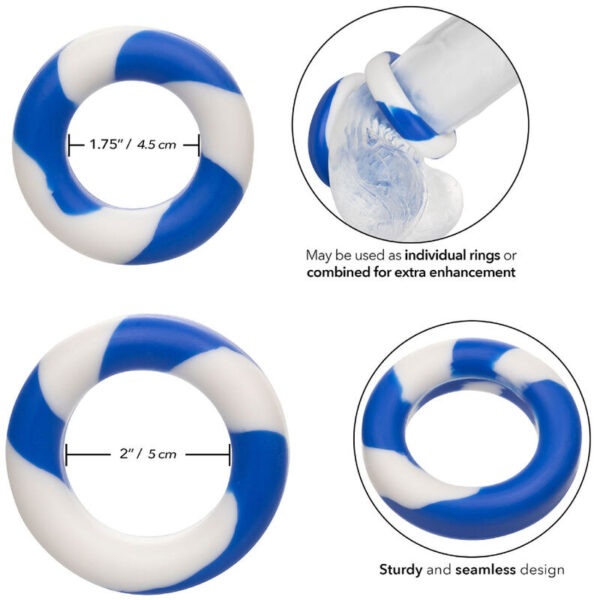 CalExotics Admiral — Cock Ring Set, Silicone, Large and XL — Classic Cock Rings — view 3