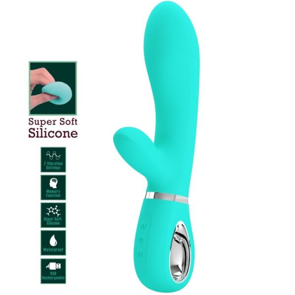 Pretty Love Thomas — Rabbit Vibrator, Rechargeable, Aqua Green — G-Spot Vibrators — view 8