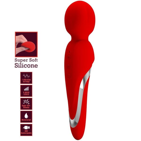 Pretty Love Walter — Wand Massager, Rechargeable, Red — Clitoral Stimulators — view 7