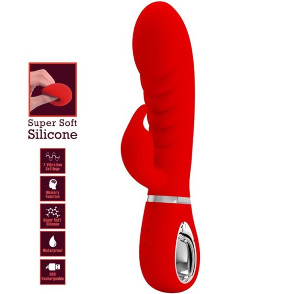 Pretty Love Prescott — Rabbit Vibrator, Rechargeable, Red — G-Spot Vibrators — view 6