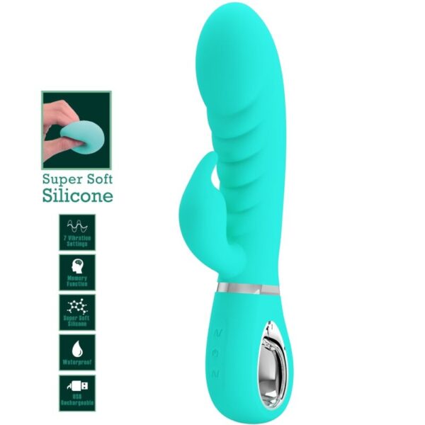 Pretty Love Prescott — Rabbit Vibrator, Rechargeable, Aqua Green — G-Spot Vibrators — view 7