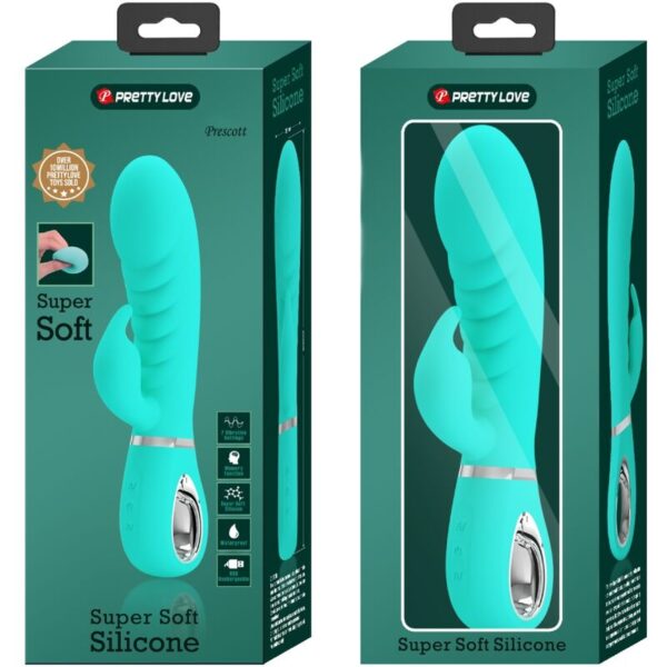 Pretty Love Prescott — Rabbit Vibrator, Rechargeable, Aqua Green — G-Spot Vibrators — view 2