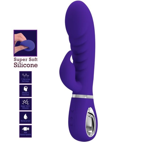 Pretty Love Prescott — Rabbit Vibrator, Rechargeable, Purple — G-Spot Vibrators — view 3