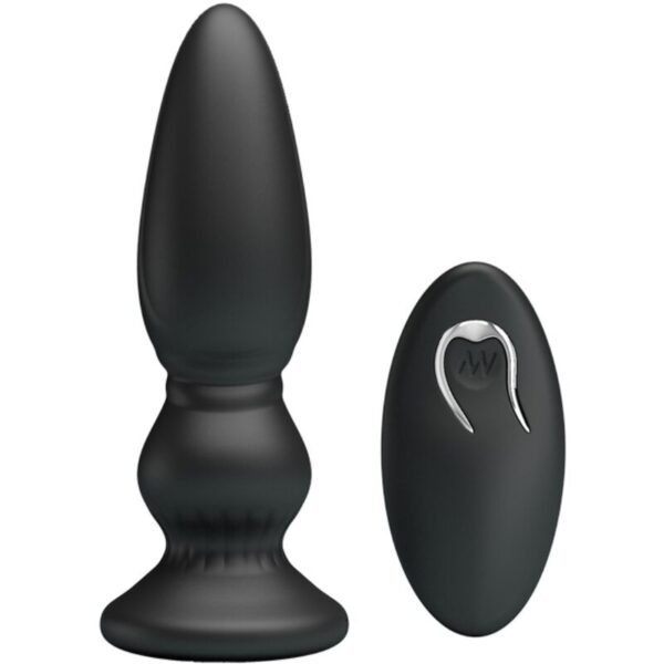 Mr Play Powerful — Vibrating Butt Plug, Remote Control, Black — Anal