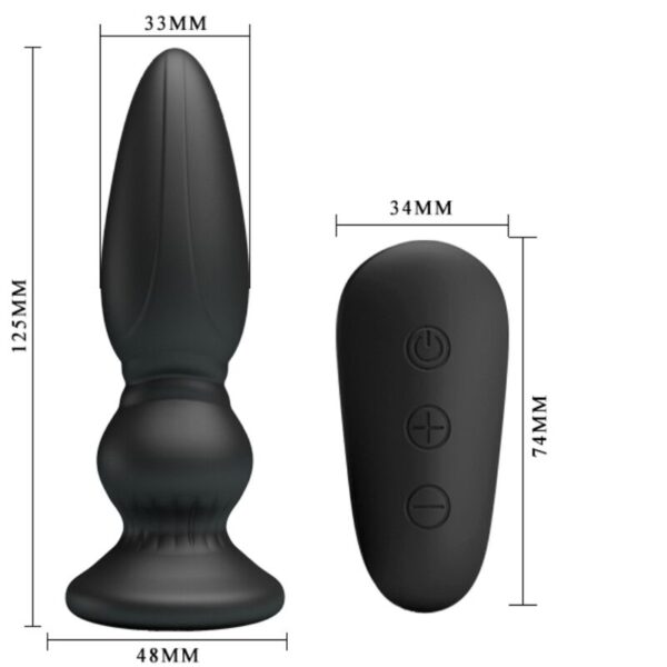 Mr Play Powerful — Vibrating Butt Plug, Remote Control, Black — Anal — view 8