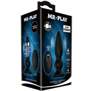 Mr Play Powerful — Vibrating Butt Plug, Remote Control, Black — Anal — view 3
