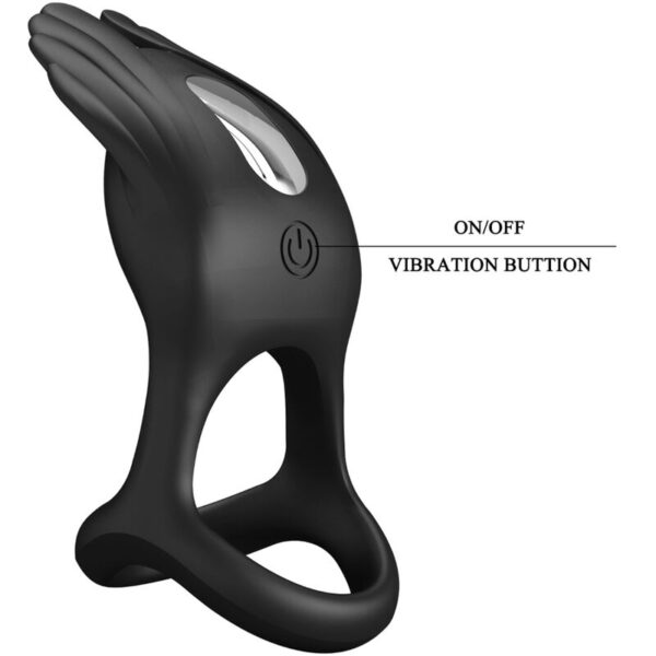 Pretty Love Silas — Vibrating Cock Ring, Rechargeable, Black — Cock Rings — view 7