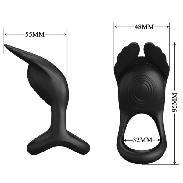 Pretty Love Silas — Vibrating Cock Ring, Rechargeable, Black — Cock Rings — view 6
