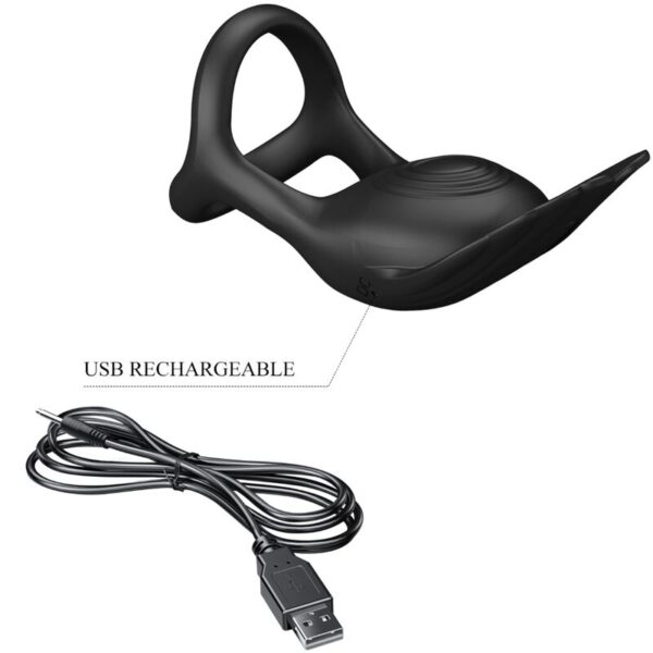 Pretty Love Silas — Vibrating Cock Ring, Rechargeable, Black — Cock Rings — view 8