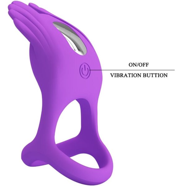 Pretty Love Silas — Vibrating Cock Ring, Rechargeable, Purple — Cock Rings — view 7