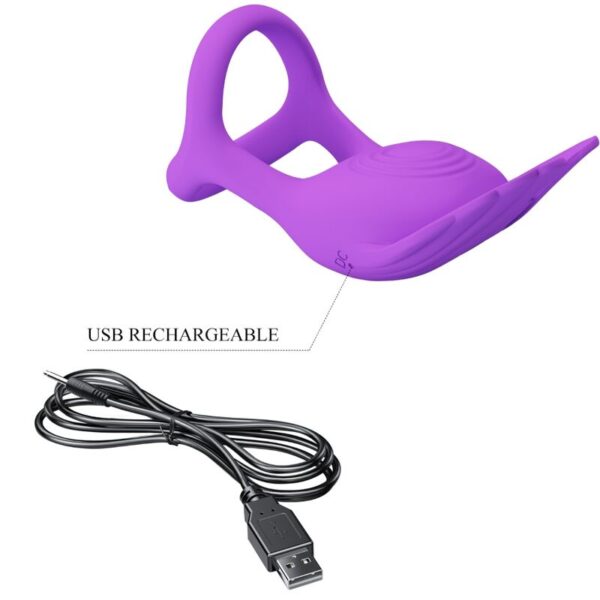 Pretty Love Silas — Vibrating Cock Ring, Rechargeable, Purple — Cock Rings — view 3