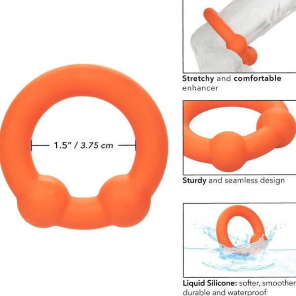 CalExotics Alpha Dual Ball — Cock Ring, Silicone, Orange — Classic Cock Rings — view 5