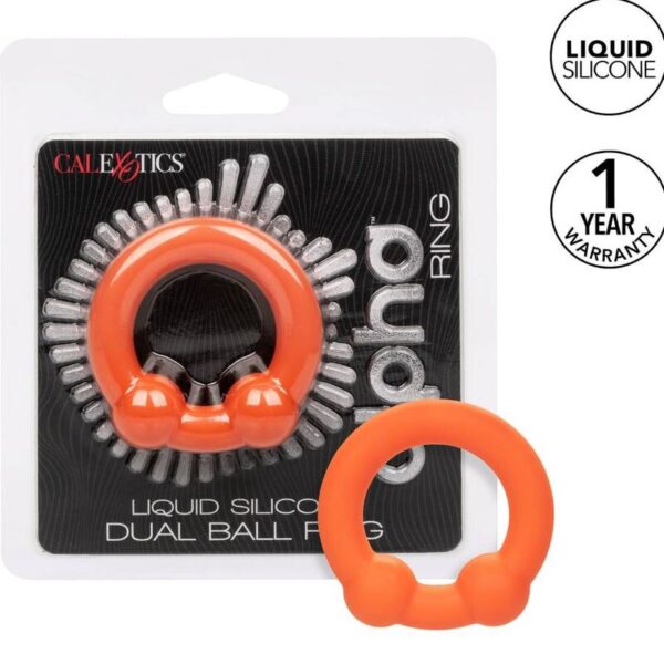 CalExotics Alpha Dual Ball — Cock Ring, Silicone, Orange — Classic Cock Rings — view 8