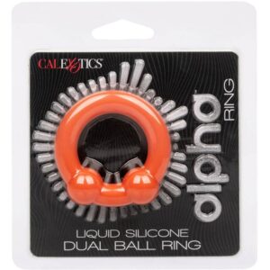 CalExotics Alpha Dual Ball — Cock Ring, Silicone, Orange — Classic Cock Rings — view 4